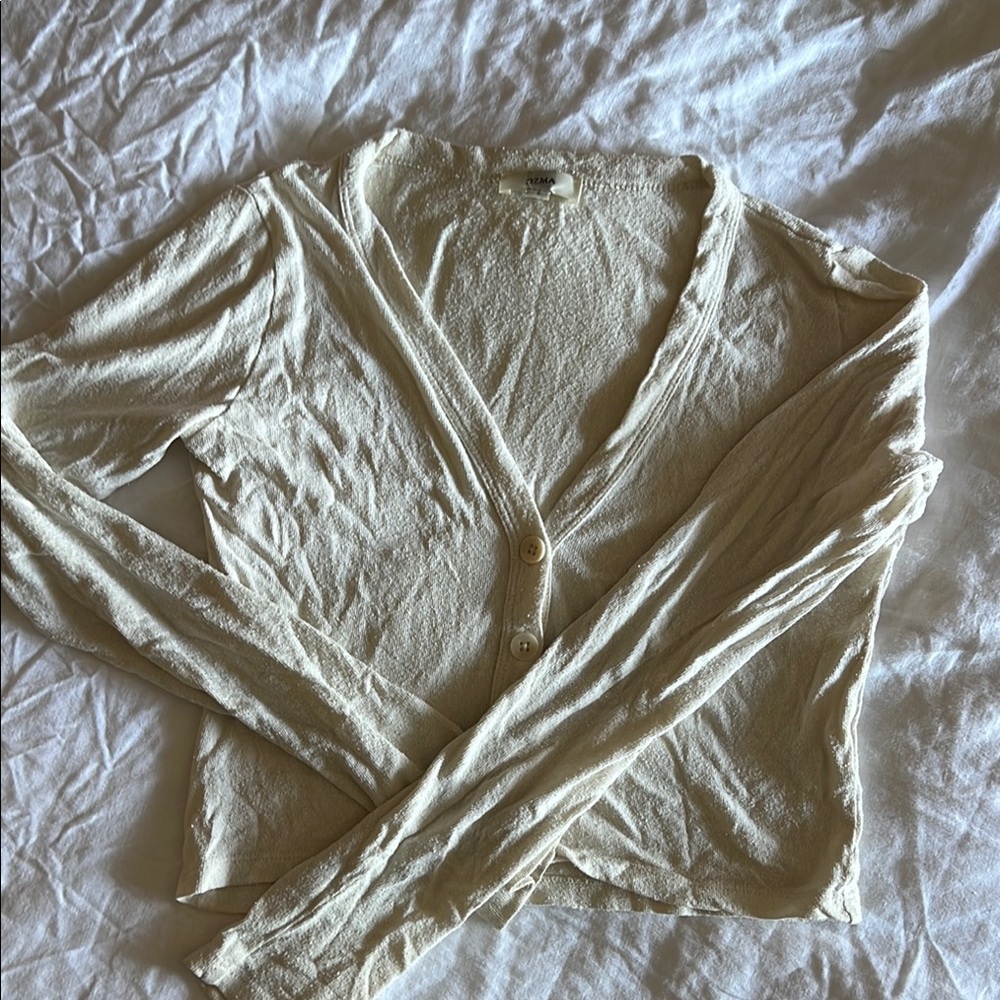 OZMA Natural Regen Silk Button Cardigan Small